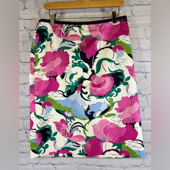 Talbots Bold Pastel Tropical Print Preppy Academia Workwear Pencil Skirt 6 - Picture 1 of 9